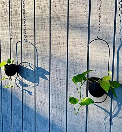 shineloha 2 pack hanging planter with 5.5" pot, front angle view