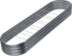Land Guard 8×2×1ft Galvanized Raised Garden Bed Kit, 108 Gallon Capacity Raised Garden Boxes Outdoor, Oval Metal Raised Garden Beds for Vegetables, Modern Grey(with 10 Connecting rods)