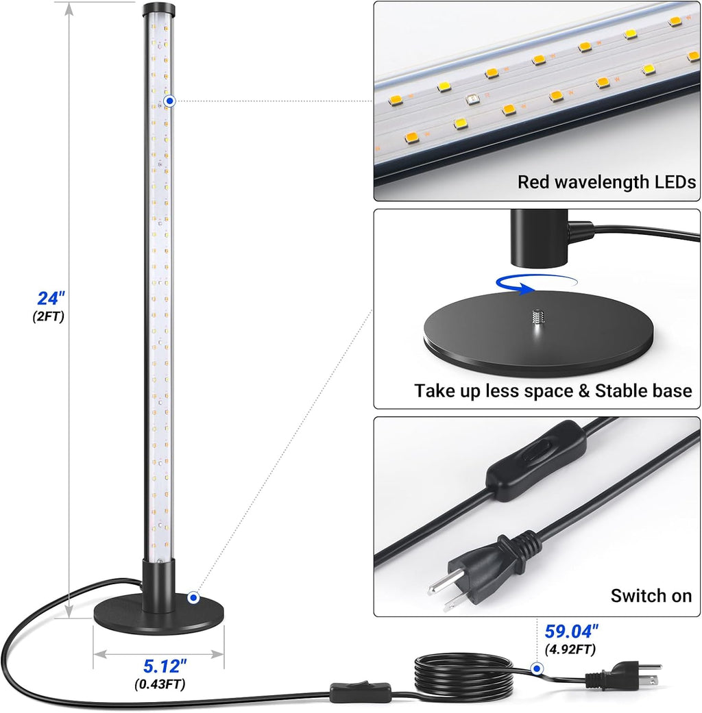 Barrina T10 Standing Grow Light for Indoor Plants, 20W 2FT, Full Spectrum | Desk LED Plant Light, Hanging and Standing Mount, Table Top Vertical Grow Lights with On/Off Switch, Ideal for Plants Growth