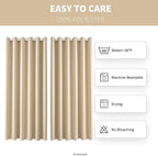 Waterproof Outdoor Curtain W84 x L84 - Grommet Top Sunlight Blocking Window Treatment Drapes Blackout Curtains for Home Bedroom Living Room Patio Porch Cabana Gazebo (Beige, 2 Panels)