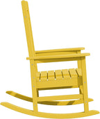 KINGYES Outdoor Rocking Chair Set of 2, High Density Polyethylene Patio Rocking Chairs with 330lbs Support for Adults, Yellow
