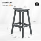 VINGLI 29" Outdoor Bar Stools Set of 2, HDPE Poly Lumber Bar Chairs with Footrest, Weather Resistant Patio Barstools for Bar, Kitchen Counter, Yard (Gray, 29 Inch 2 PC)