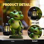 Outdoor Frog Garden Decor: 11'' Yard Decoration with Solar Lantern Funny Frog Statue Gifts for Women Mother's Day Housewarming Gift
