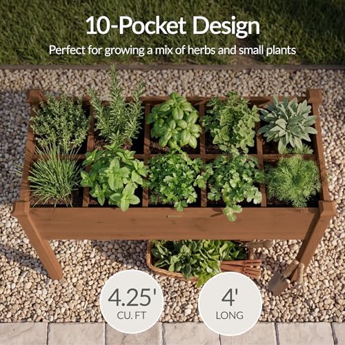 best choice products raised herb garden bed planter, close-up detail