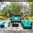 tangkula 6 piece patio furniture set, outdoor deck, side view
