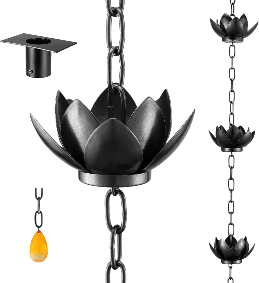 oak leaf rain chain with adapter, 8.5ft, main product view