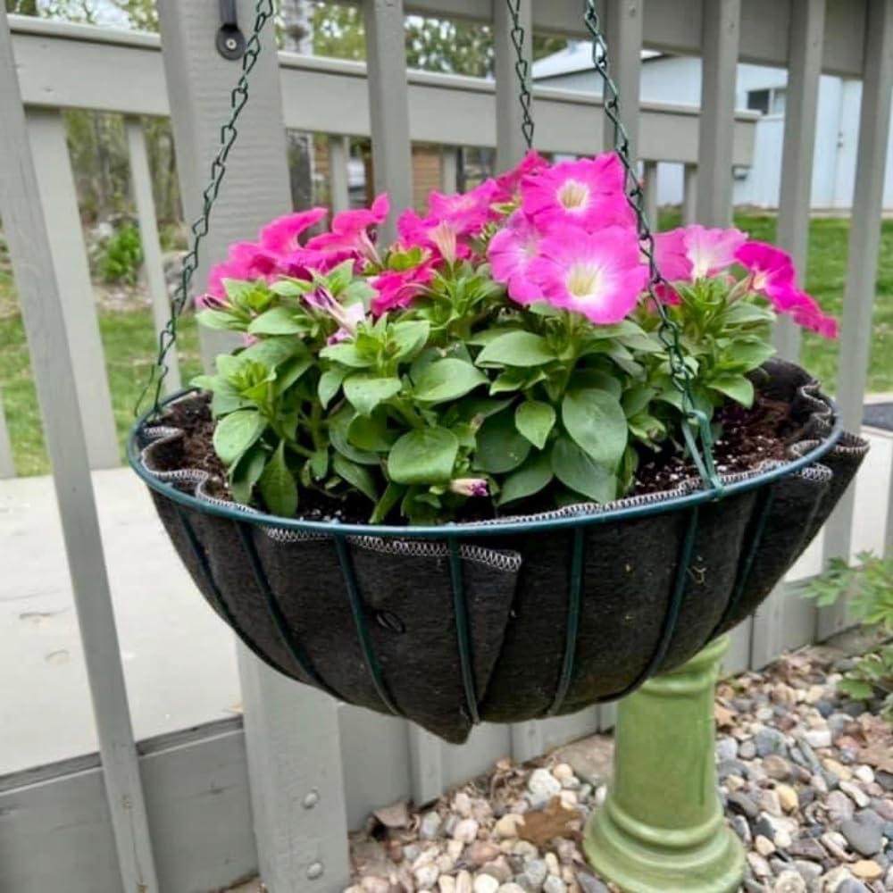 14" Reusable Hanging Basket Liner – Fabric Coco Liner Replacement for Wire Baskets, Bird Proof Moisture Retaining Planter Insert, EZ Swap Pots USA Made (2-Pack)