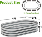 zizin 2 Pack Oval Galvanized Raised Garden Bed Kit 4x2x1ft Metal Planter Box for Outdoor Vegetables, Silver
