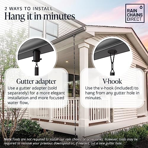 rain chains direct - manicotti rain chain showing dimensions