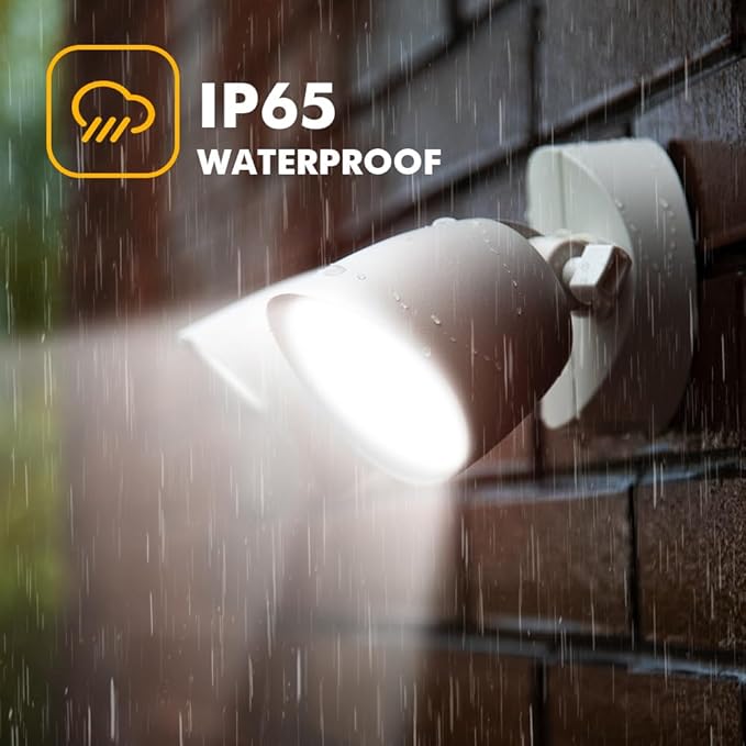 LUTEC 6222W-D2D 3500 Lumen 32 Watt Dusk to Dawn Dual-Head Flood Light Outdoor Waterproof Exterior Security Wall Light, Full Metal Design Floodlight for Patio, Garden, Yard-White