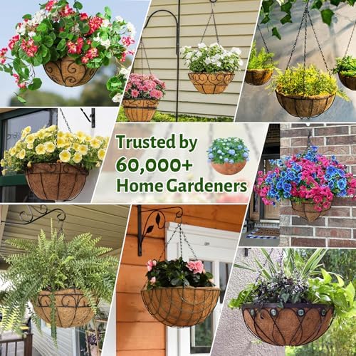 Halatool 6 Pack 14 Inch Coconut Liners for Hanging Baskets Replacement | 100% Natural Coco Coir Fiber, Breathable Round Coco Liners for Planters, Flowers, Balcony, Garden, Patio, Porch, Home Decor