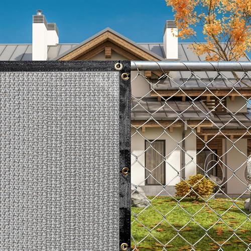 5' x 50' gray fence privacy screen commercial, close-up detail
