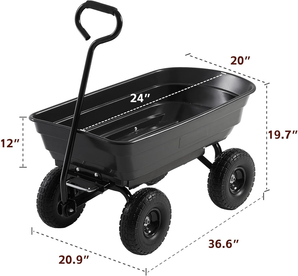 garden dump cart 660lb heavy-duty steel frame flat-free, package contents