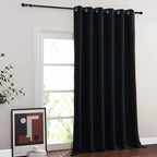 NICETOWN Blackout Curtain for Sliding Glass Door, Grommet Top Thermal Insulated Weighted Wide Drapes/Draperies for Bedroom/Living Room (Black, 80 by 95 inches, 1 Panel)