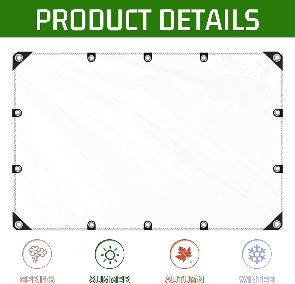 clear tarp waterproof 8x10ft 14 mil thickened pvc, front angle view