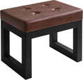 ibuyke small footstool ottoman, pu faux leather footrest,dark, main product view
