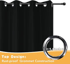 HolidayIdeas Outdoor Curtains for Patio Waterproof, 4 Panels - 54 x 84 Inch - Privacy Protection & Light Filtering Curtains Black Grommet Outside Curtains for Porch, Gazebo, Pergola, Backyard