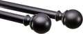 Amazon Basics Adjustable Curtain Rod for Windows with Round Finials, 1-Inch Rod, 36" to 72", Black, 1-Pack