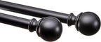 Amazon Basics Adjustable Curtain Rod for Windows with Round Finials, 1-Inch Rod, 36" to 72", Black, 1-Pack