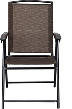 Goplus Folding Sling Chairs Sets of 4 w/Armrests & Adjustable Back | Portable Chairs for Patio Garden Pool Outdoor & Indoor