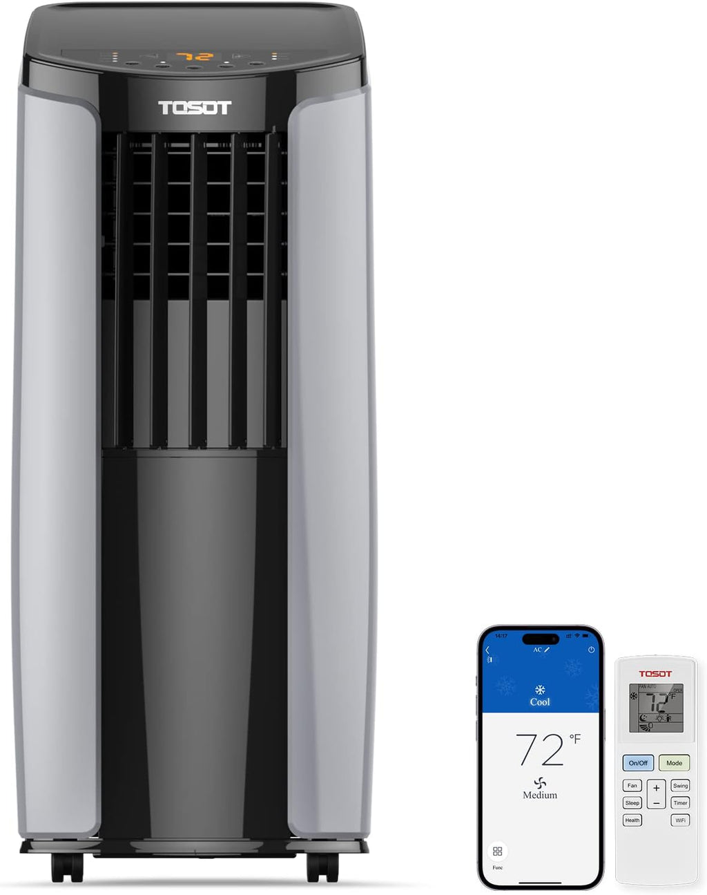 tosot 9,700btu (5,000 btu sacc) portable air conditioner, main product view