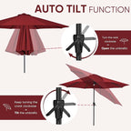 Tempera Patio Market Outdoor Table Umbrella with Auto Tilt and Crank, Large Sun Umbrella with Sturdy Pole & Fade Resistant Canopy, Easy to Set