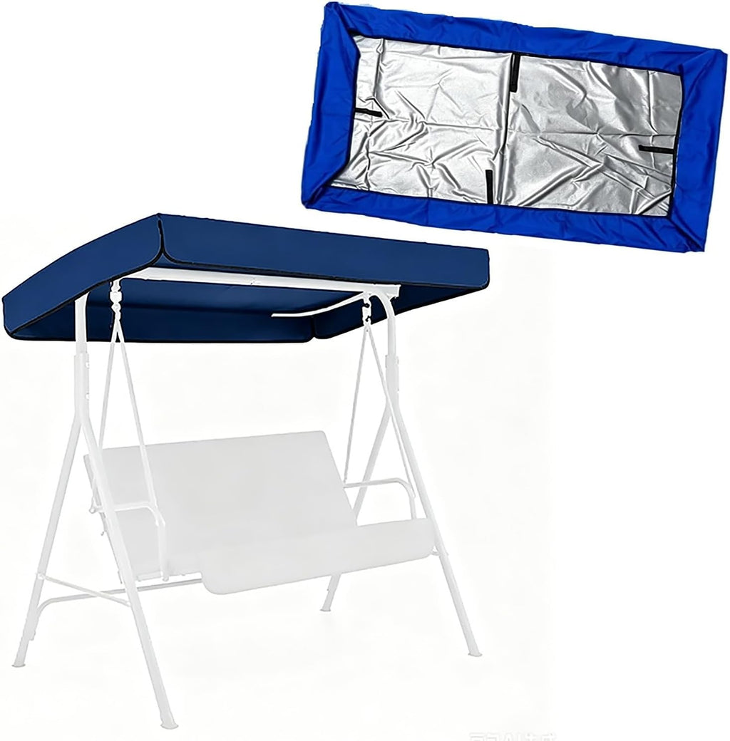 Outdoor Swing Canopy Replacement Cover, 2-3 Seater 210D Coated Oxford Fabric Porch Swing Canopy, UV-Resistant and Waterproof Hammock Top Cloth(Blue,213x122x23cm/84x48x9in)