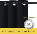 NICETOWN Extra Wide Black Out Curtain 72 inches Long, Grommet Thermal Insulated Window Treatment Room Divider Light & Sound Blocking Drape for Bedroom, Black, W100 x L72, 1 Panel