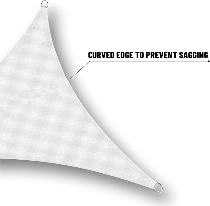SUNNY GUARD Waterproof Sun Shade Sail 10' x 10' x 14' White Triangle UV Block Sunshade for Backyard Yard Deck Patio Garden Outdoor Activities and Facility(We Make Custom Size)