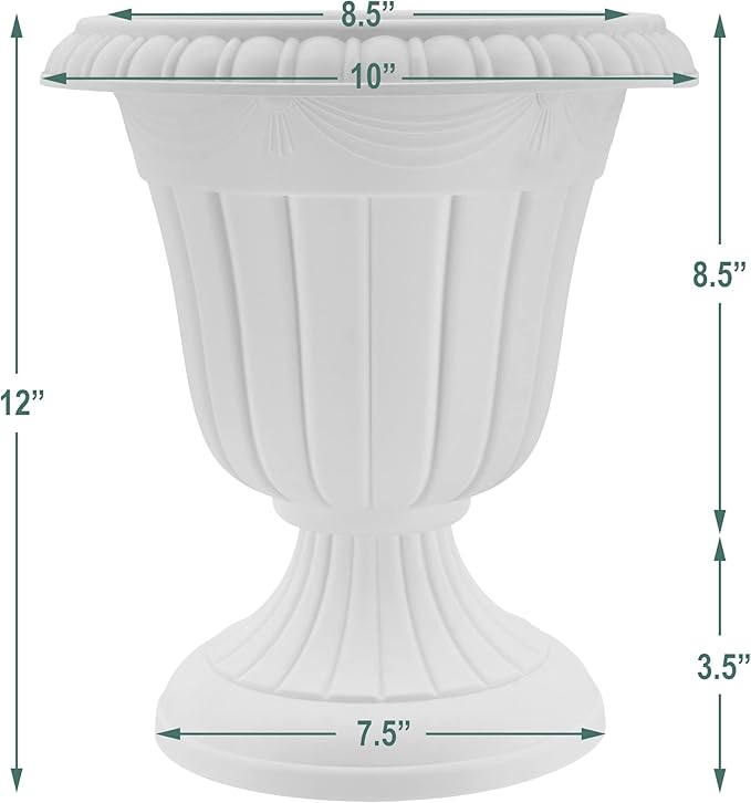 Arcadia Garden Products PL20BG Classic Traditional Plastic Urn Planter Indoor/Outdoor, 10" x 12", Beige