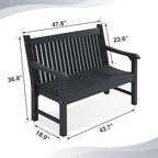 Psilvam Garden Bench, 2-Person Poly Lumber Patio Bench, All-Weather Outdoor Bench That Never Rot, Memorial Bench, Suit for Garden, Porch and Park (Black)
