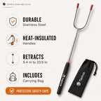 Marshmallow Roasting Sticks | Set of 4 Extra Long Retractable Campfire Sticks | Protect Kids with Insulated Handles | Extendable Smore & Hot Dog Skewers | Heavy Duty Metal Camping Accessory