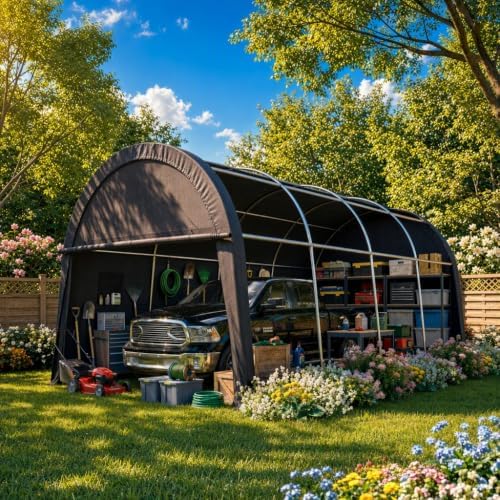 cobizi carport 12x20 heavy duty storage shelter shed shown in use