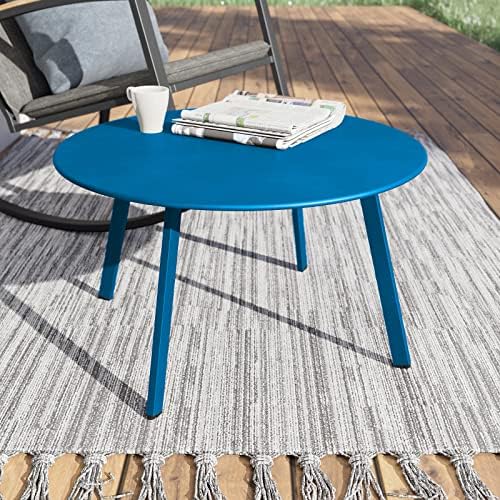 grand patio 28-inch round steel coffee table, outdoor, front angle view