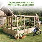 papajet 9 grids raised garden bed, u-shape wooden shown in use