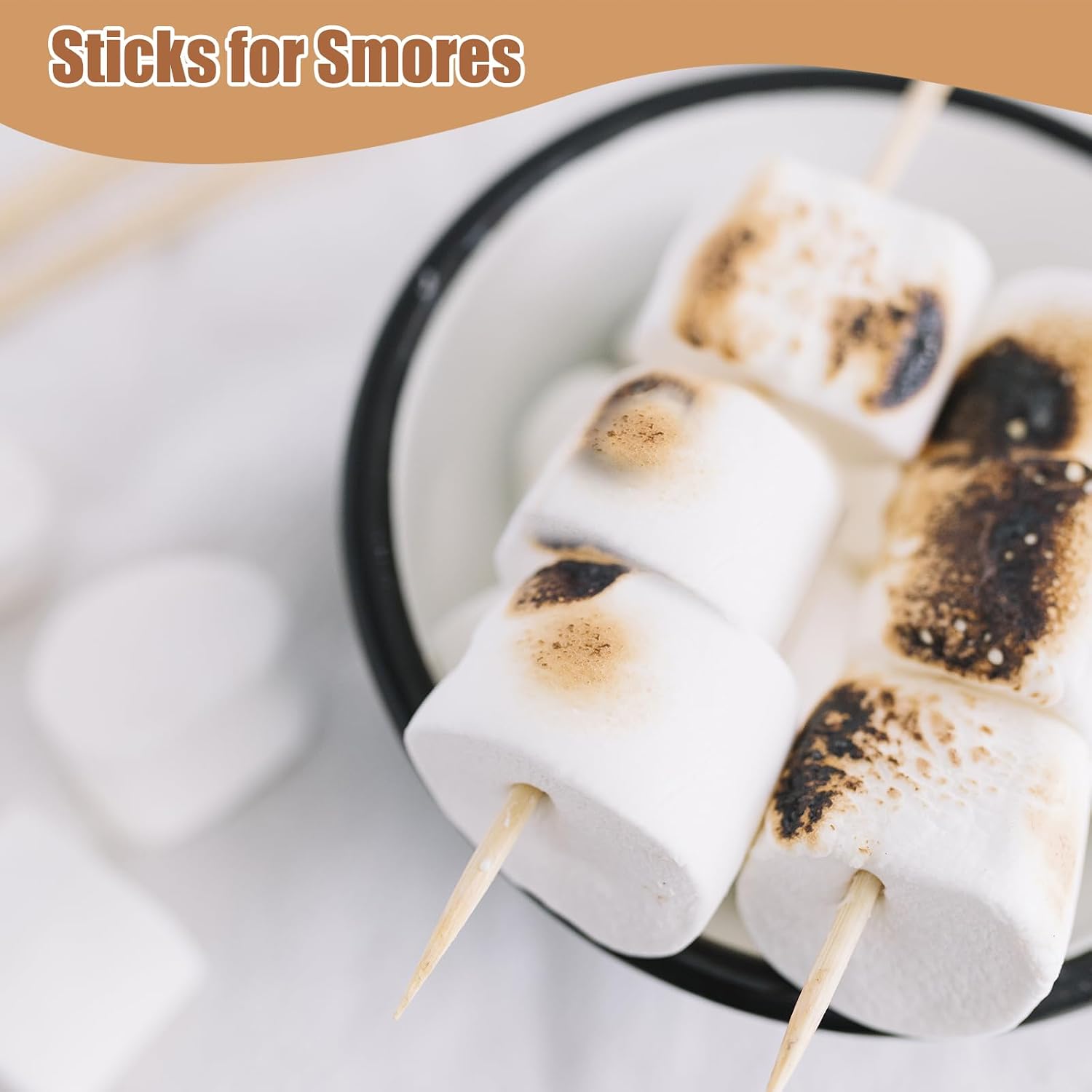 300Pcs Bamboo Skewers 16 Inch, 4 MM Thick For Smores，BBQ, Crafts, Plants | Semi-Pointed For Marshmallows, Fllower Bouquets, Plant Support, And Chocolate Fountains,Crafts