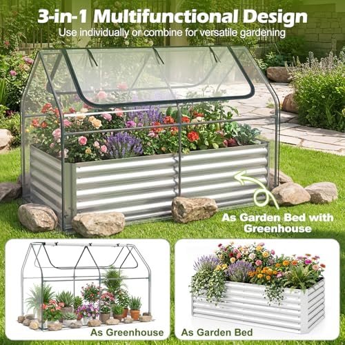s afstar 3-in-1 raised garden bed with greenhouse on a desk or shelf
