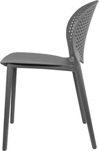 2xhome Patio Dining Chair | Modern Stackable Outdoor Pool Side Chair | Weather Resistant Plastic for Yard, Porch, Balcony, Kitchen, Gray, Single, Set of 1