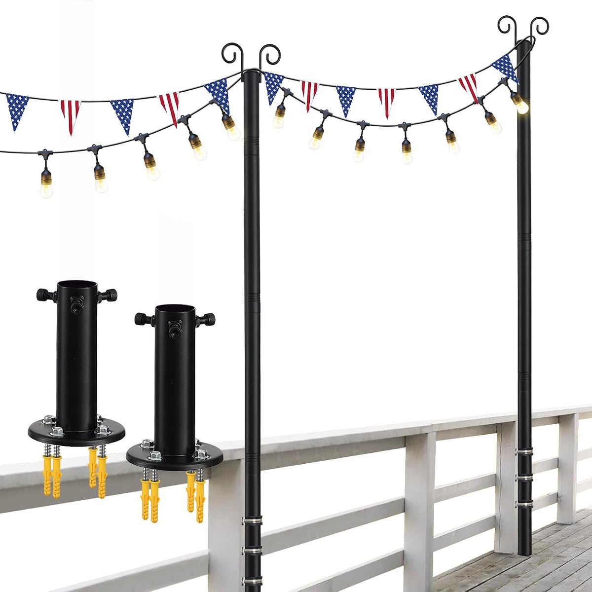 adjustable string light poles, 12.6 ft light poles, main product view