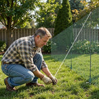 vevor temporary fence with posts, 3 x 49.2, front angle view