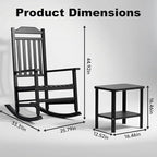 3 Piece Outdoor Rocking Bistro Set, Rocking Chairs Outdoor Furniture, Resin Waterproof Sun-Proof Patio Furniture Set for Garden, Pool, Backyard（3, Black）