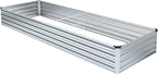 2 Pack 8x4x1FT Galvanized Raised Garden Bed Kit, Outdoor Metal Planter Box for Vegetables, Bottomless Rectangular Gardening Bed with Support Rods, Tool-Free Assembly, Silver