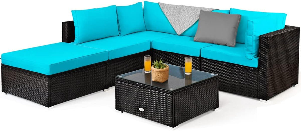 tangkula 6 piece patio furniture set, outdoor deck, main product view