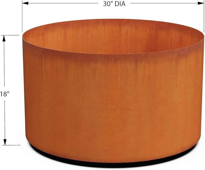 PLANTERCRAFT Corten Steel Metal Planter Box, Round Sizes, Modern Garden Steel planters for Commercial and Residential Outdoor Use.