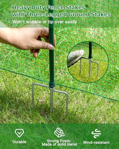 temporary fence with metal posts, 40" hx50'l garden shown in use