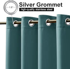 NICETOWN 2 Panels Outdoor Blackout Curtains for Patio Waterproof, Thermal Insulated Stainless Steel Rustproof Grommet Blackout Indoor Outdoor Curtains/Drapes for Arbor, Teal, W52 x L95