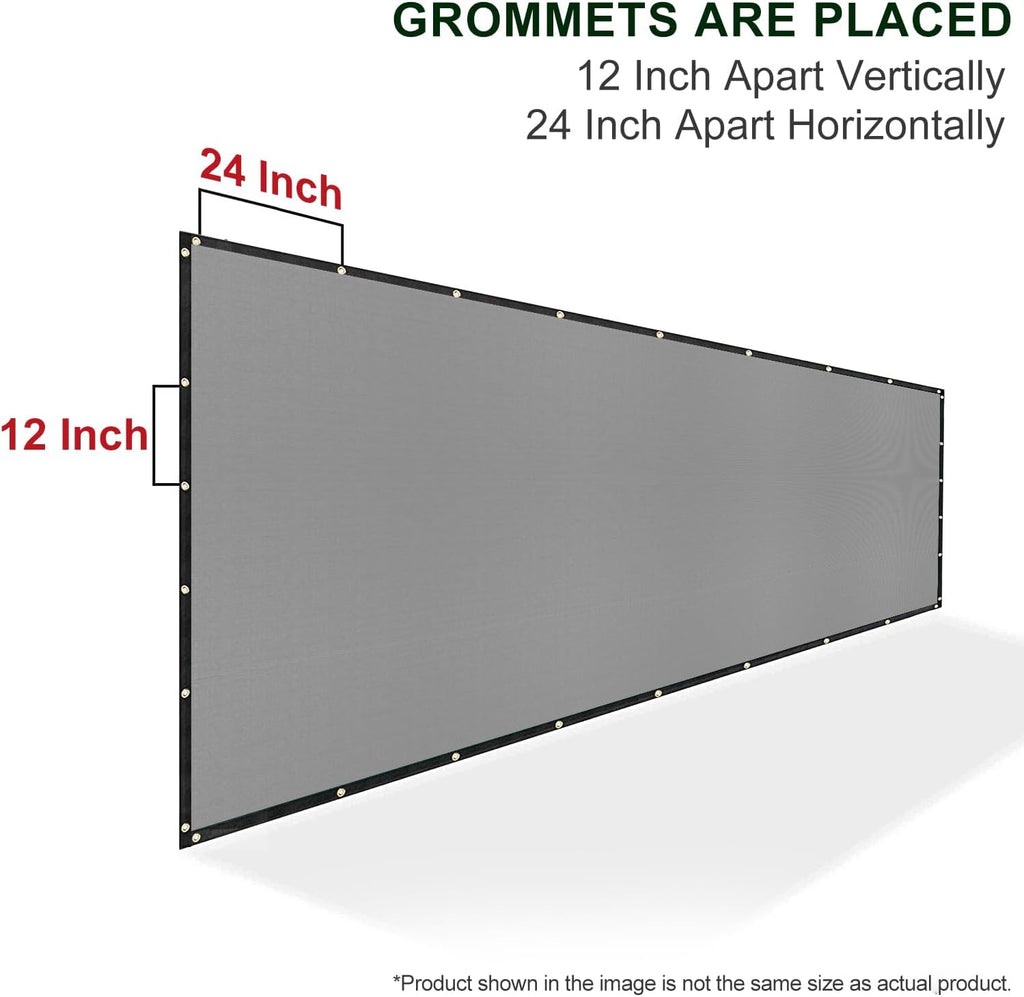 4' x 12' custom size gray privacy screen, close-up detail