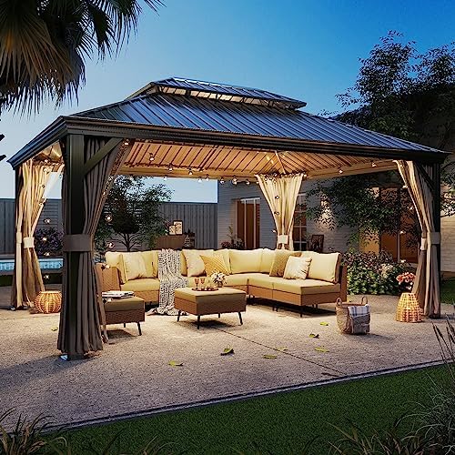 lausaint home outdoor hardtop gazebo for patios 12x16ft, close-up detail