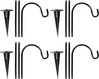 CALIDAKA 4 Pack Multi-Purpose Shepherds Hooks Outdoor Iron Shepherd Hook with Base Adjustable Heavy Duty Garden Hanging Stake for Lanterns Solar Light Plant Hanger Wedding Decor