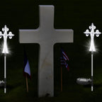 Riakrum 4 Piece Solar Cross for Cemetery Grave Grave Crosses for Cemetery Memorial Stake Solar Lights Waterproof Outdoor Garden Stake Cemetery Cross for Grave Yard Decorations, 16 Inches Long